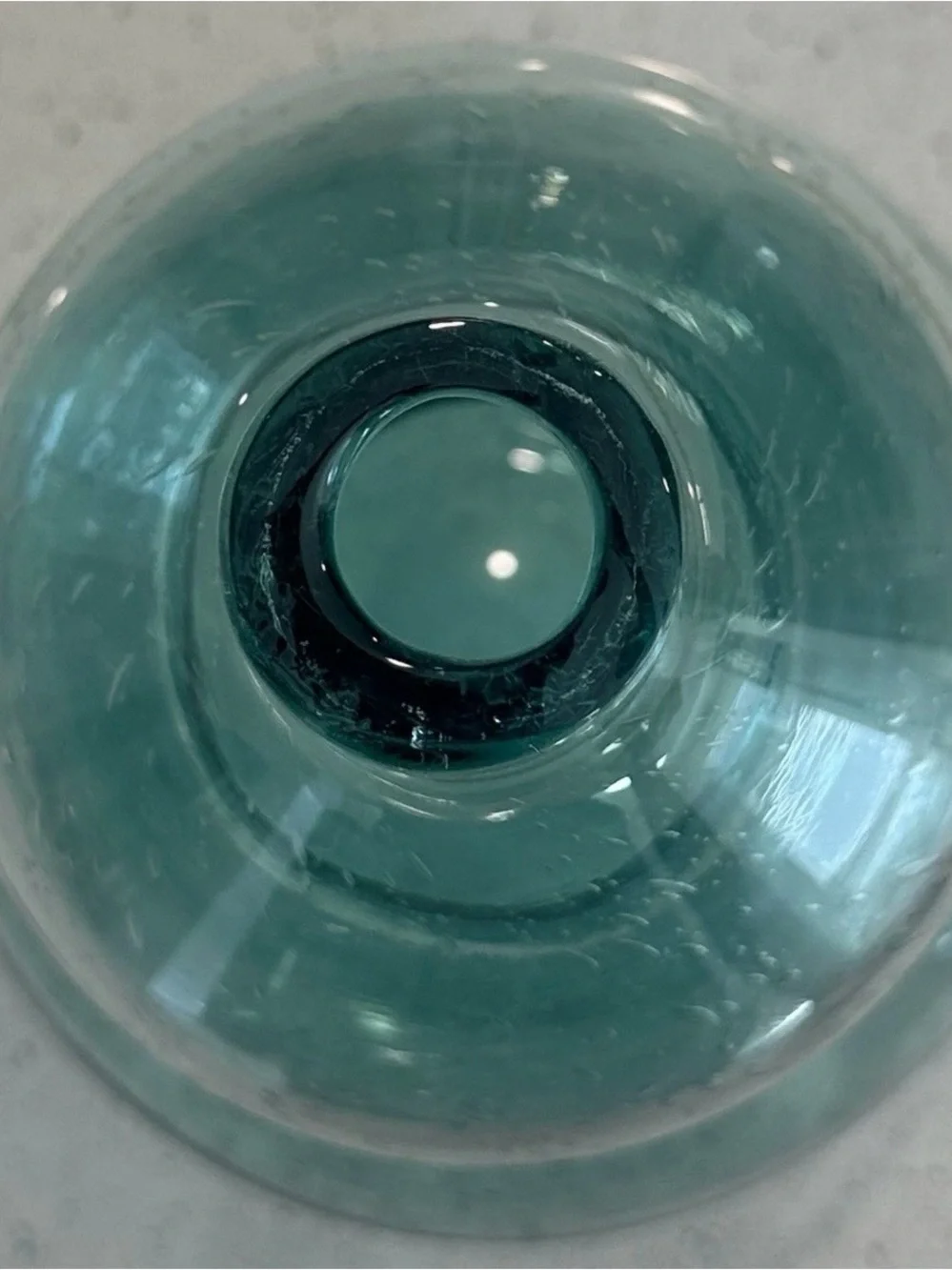 Handblown Aqua Glass Double-Bulb Vase